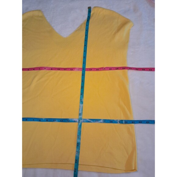 NEW Talbots Sweater Vest Yellow Cotton Rayon Slight Dolman Sleeve Size XL - Picture 6 of 7
